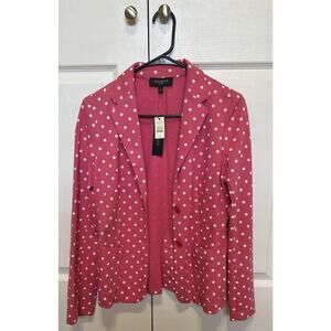 Talbots Bright Pink/White Polka Dot Blazer/Jacket Pockets NWT Small Petite